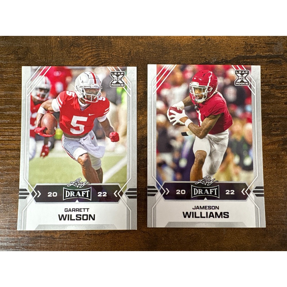 2022 Leaf Draft Football Garrett Wilson Jameson Williams Rookie Card Lot 07 08